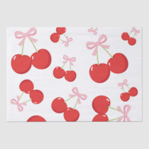 Papier Mousseline Cerises avec noeud rose Coquette 