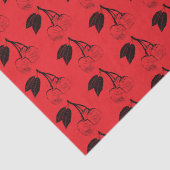 Papier Mousseline Cerises noires en rouge (Détail)