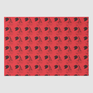 Papier Mousseline Cerises noires en rouge