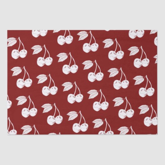 Papier Mousseline Cerisier de bois blanc sur le rouge foncé (Recto)