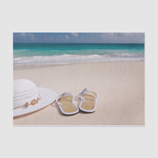 Papier Mousseline C'est la Vie !  Plage, Casquette et tongs (Recto)