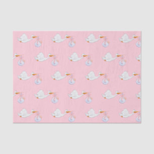 Papier Mousseline C'est une cigogne de bébé de rose de fille