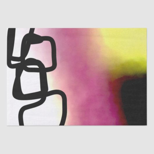 Papier Mousseline Chaîne de blocage : Abstrait rose, jaune, noir et (Recto)