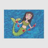 Papier Mousseline Chaîne de sirène verte d'art populaire des Coeurs  (Recto)