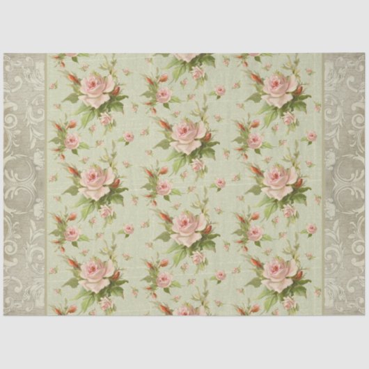 Papier Mousseline Chalet d'été Roses roses rouleaux Découpage bois (Recto)