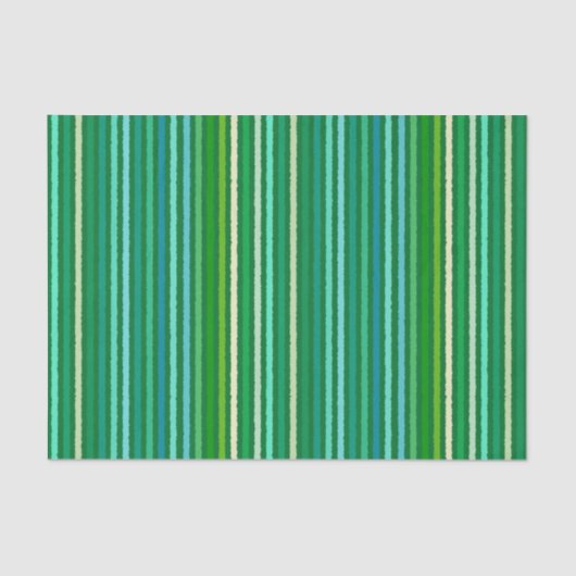 Papier Mousseline Chalk Stripes - Jade Green et Aqua (Recto)