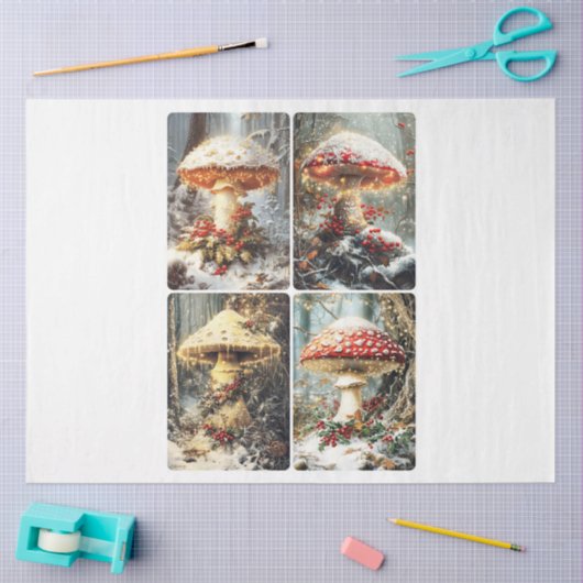 Papier Mousseline Chambre de Noël Quatre Carrés (Artisanat)