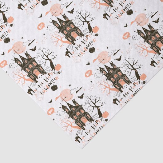 Papier Mousseline Chambre hantée par Halloween heureuse (Détail)