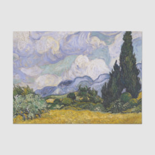 Papier Mousseline Champ blé avec Cyprès Van Gough Découpage