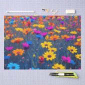 Papier Mousseline Champ Coloré De Fleurs (Artisanat)