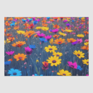 Papier Mousseline Champ Coloré De Fleurs