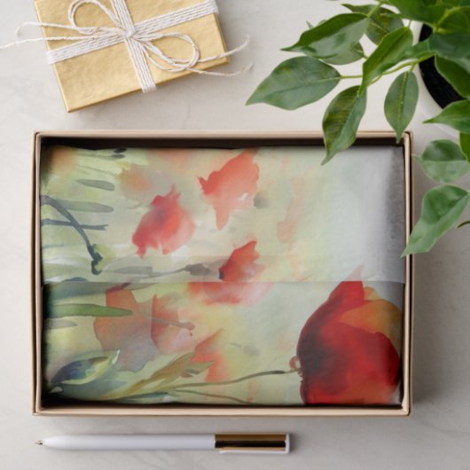 Papier Mousseline Champ d'aquarelle à fleurs (D) (Cadeau)