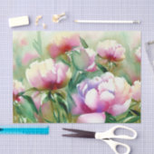 Papier Mousseline Champ d'aquarelle des fleurs-pivoines (A) (Artisanat)