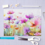 Papier Mousseline Champ d'aquarelle Fleurs-Cosmos (D) (Artisanat)