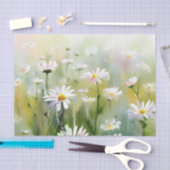 Papier Mousseline Champ d'aquarelle Fleurs-Daisy (C) (Artisanat)