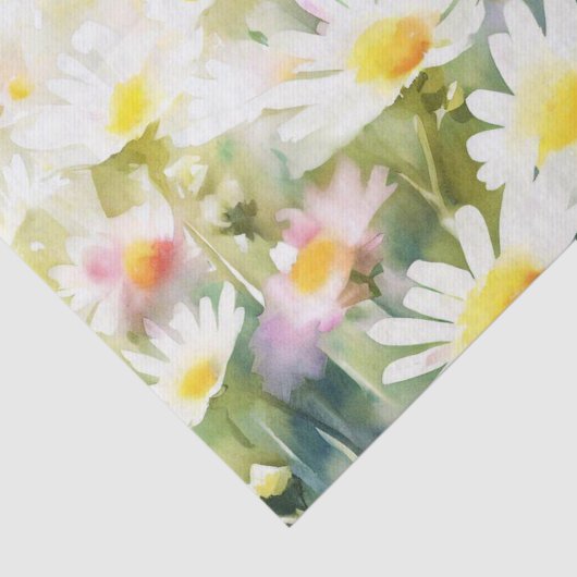 Papier Mousseline Champ d'aquarelle Fleurs-Daisy (D) (Détail)