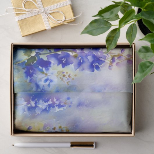 Papier Mousseline Champ d'aquarelle Fleurs-Delphinium (D) (Cadeau)