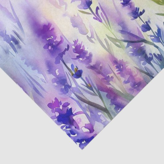 Papier Mousseline Champ d'aquarelle Fleurs-Lavande (A) (Détail)