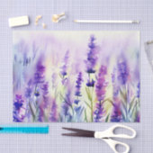 Papier Mousseline Champ d'aquarelle Fleurs-Lavande (A) (Artisanat)