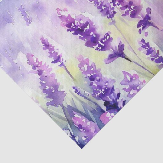 Papier Mousseline Champ d'aquarelle Fleurs-Lavande (B) (Détail)