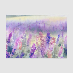 Papier Mousseline Champ d'aquarelle Fleurs-Lavande (D)
