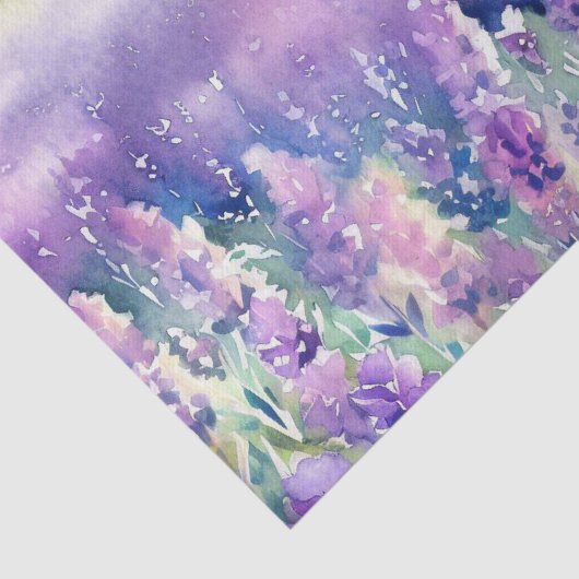 Papier Mousseline Champ d'aquarelle Fleurs-Lavande (E) (Détail)