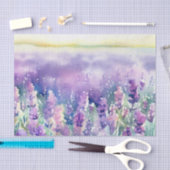 Papier Mousseline Champ d'aquarelle Fleurs-Lavande (E) (Artisanat)