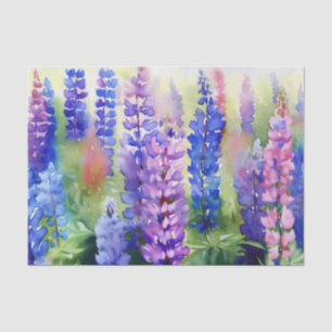 Papier Mousseline Champ d'aquarelle Fleurs-Lupine (C)