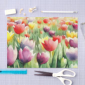 Papier Mousseline Champ d'aquarelle Fleurs-Tulipe (C) (Artisanat)