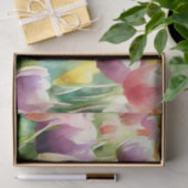 Papier Mousseline Champ d'aquarelle Fleurs-Tulipe (D) (Cadeau)