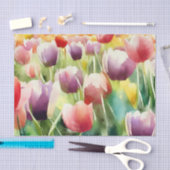 Papier Mousseline Champ d'aquarelle Fleurs-Tulipe (D) (Artisanat)