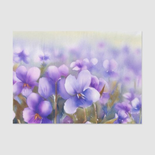 Papier Mousseline Champ d'aquarelle Fleurs-Violet (D) (Recto)