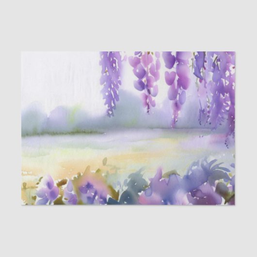 Papier Mousseline Champ d'aquarelle Fleurs-Wisteria (C) (Recto)