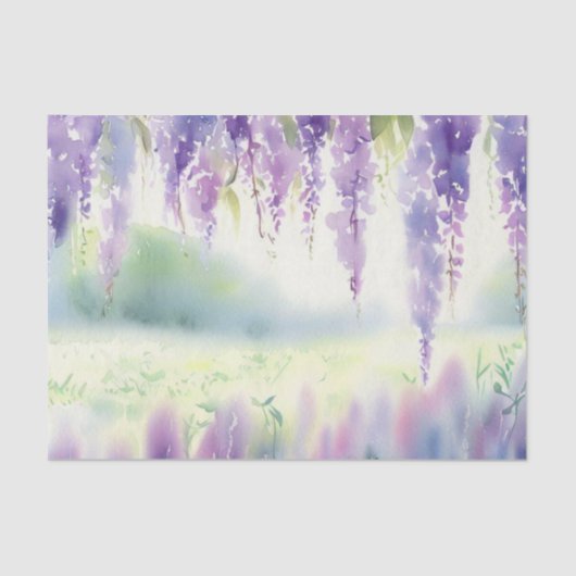 Papier Mousseline Champ d'aquarelle Fleurs-Wisteria (D) (Recto)