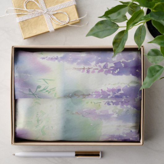 Papier Mousseline Champ d'aquarelle Fleurs-Wisteria (D) (Cadeau)