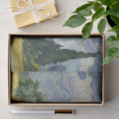 Papier Mousseline Champ de blé avec Cyprès Découpage Papier Tissu (Cadeau)