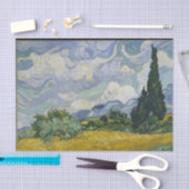 Papier Mousseline Champ de blé avec Cyprès Découpage Papier Tissu (Artisanat)