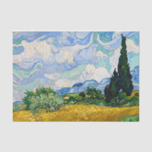 Papier Mousseline Champ de blé avec Cyprès par Vincent Van Gogh