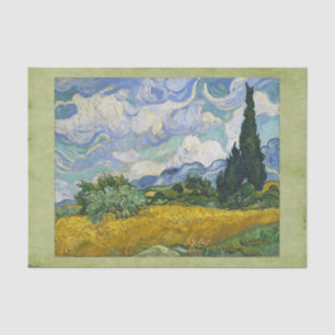 Papier Mousseline Champ de blé avec Cyprès, Vincent van Gogh