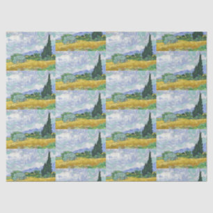 Papier Mousseline Champ de blé de Van Gogh avec Cyprès Art