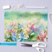 Papier Mousseline Champ de fleurs - Aquarelle (B) (Artisanat)