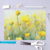 Papier Mousseline Champ de Fleurs-Bouttercups (A) Aquarelle (Artisanat)