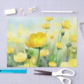 Papier Mousseline Champ de Fleurs-Bouttercups (B) Aquarelle (Artisanat)