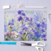 Papier Mousseline Champ de Fleurs-Consolida (B) Aquarelle (Artisanat)