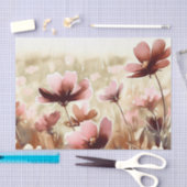 Papier Mousseline Champ de Fleurs-Cosmos au chocolat (A) Aquarelle (Artisanat)