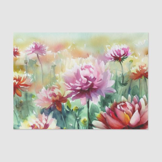 Papier Mousseline Champ de fleurs-Dahlia (B) Aquarelle (Recto)
