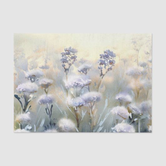 Papier Mousseline Champ de fleurs-Dusty Miller (B) Aquarelle (Recto)