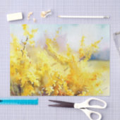 Papier Mousseline Champ de fleurs-Forsythia (A) Aquarelle (Artisanat)
