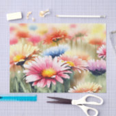 Papier Mousseline Champ de fleurs-Gerbera Daisy (B) Aquarelle (Artisanat)