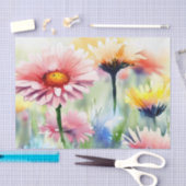 Papier Mousseline Champ de fleurs-Gerbera Daisy (C) Aquarelle (Artisanat)